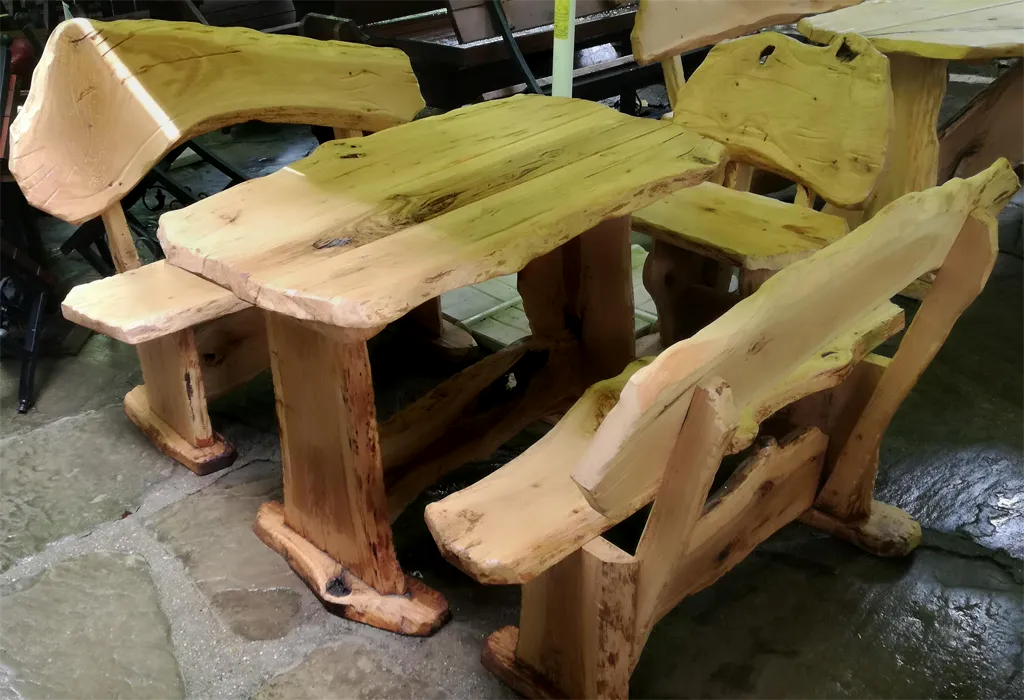 Градински комплект от талпи